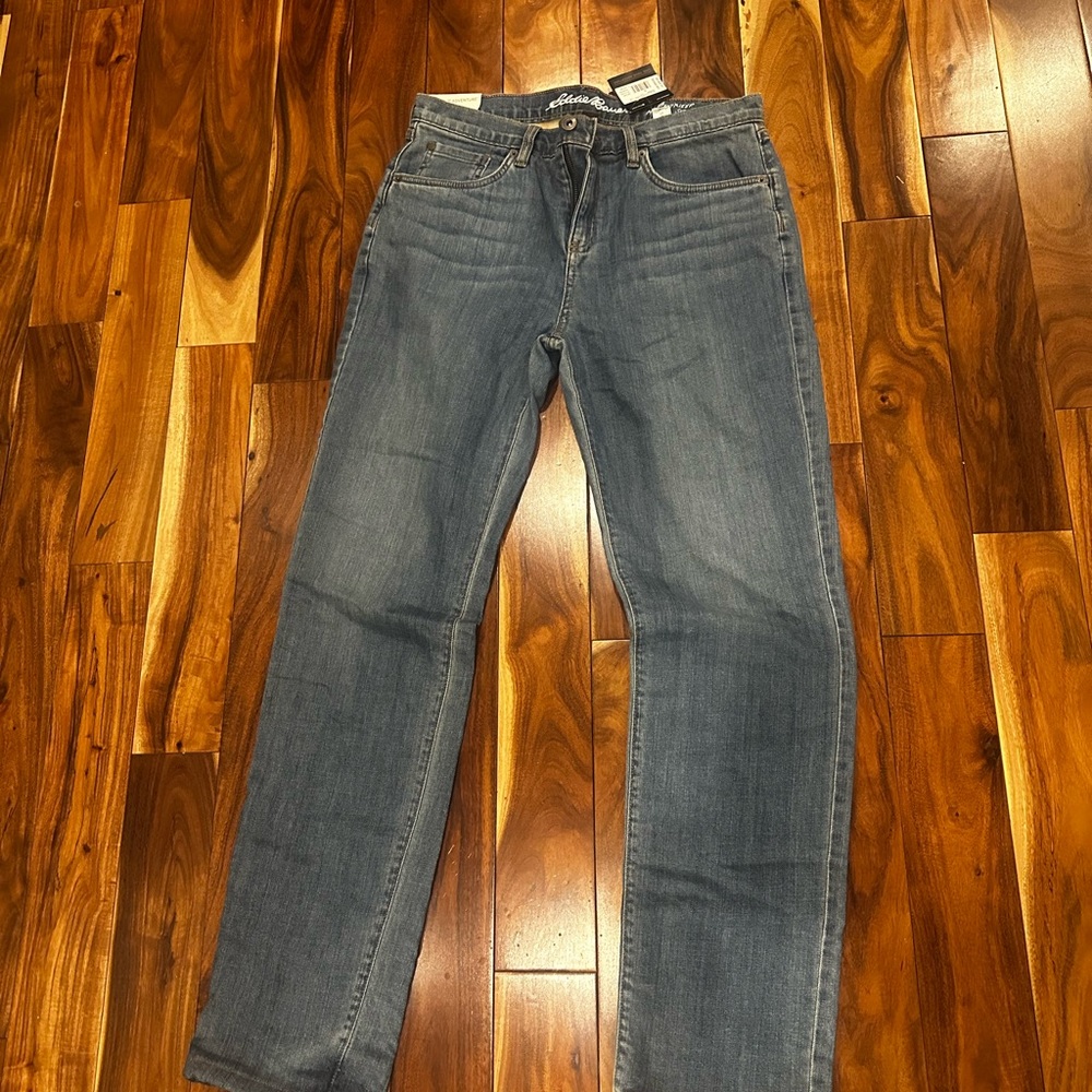 Eddie Bauer womens Classic Blue Slim Jeans lined with flannel for warmth